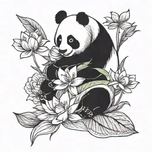 Panda And Water Lilly