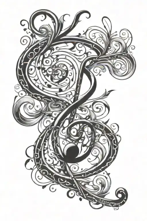 A Music Key Intertwined With Swirls Forming