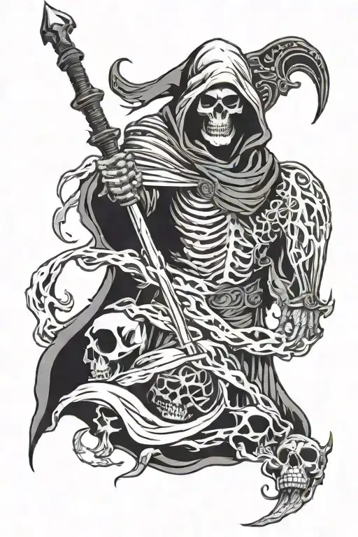 2 Sided Reaper Representing Good And Evil