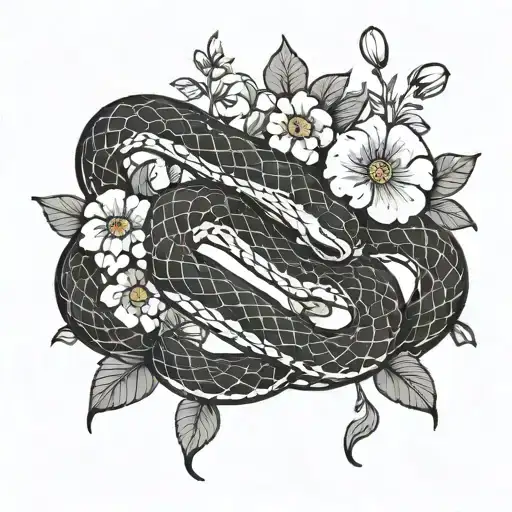 Snake With Flowers