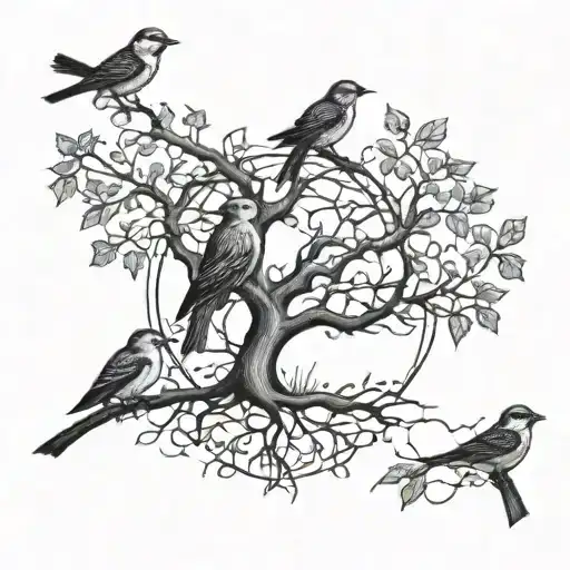 Incorporate Engineering Tools Into A Family Tree Design With Birds