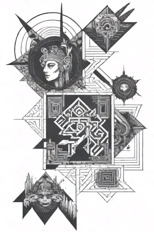 Dark Punk Inca Zen Geometric Indian Painting