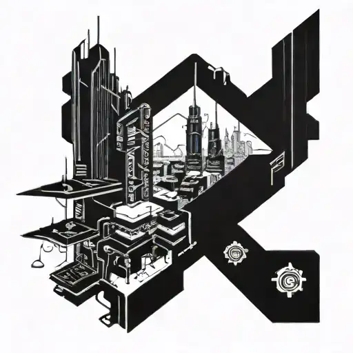 A Futuristic Cyberpunk Cityscape With Neon Lights And Gaming References Intertwined