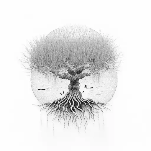 Willow Tree With The Name Willow In The Roots