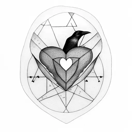 7 Crows Inside Anitomical Heart With Dmt Symbol