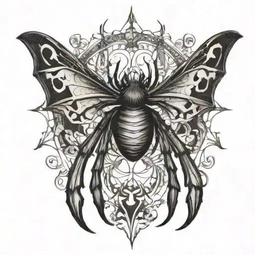 Black Spider Wit Black Bat Wings