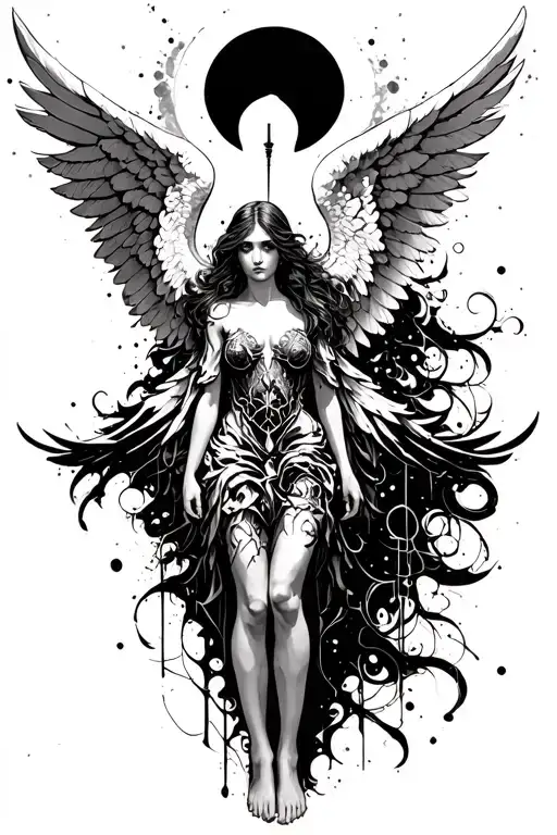 Angel Stood Up Wings Mixed With Cyber Sigilism