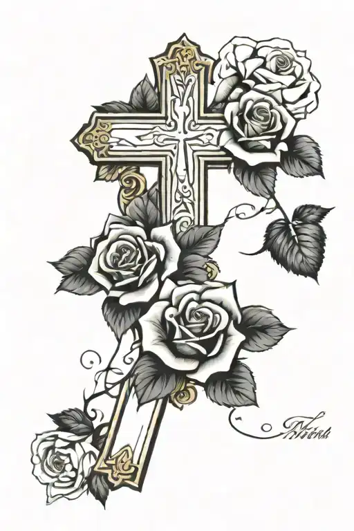 Christian Cross W It H Roses For A Dad Named Tom That Died