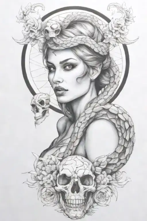 Snake Going Through A Skull