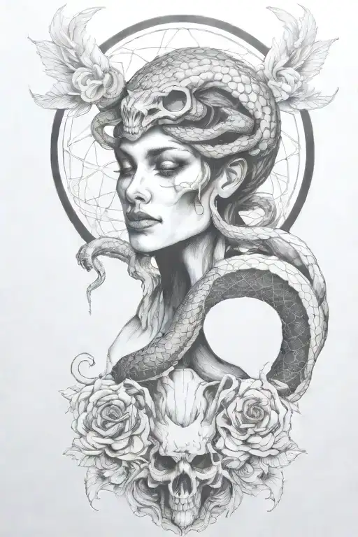 Snake Going Through A Skull