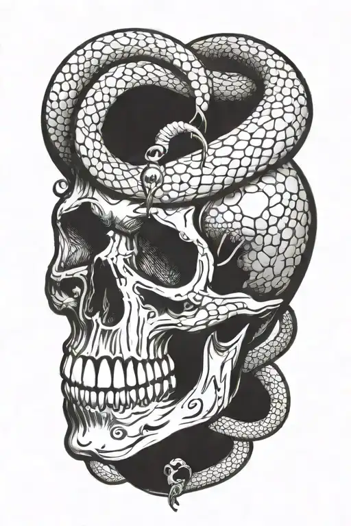 Snake Going Through A Skull