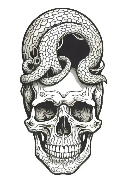 Snake Going Through A Skull