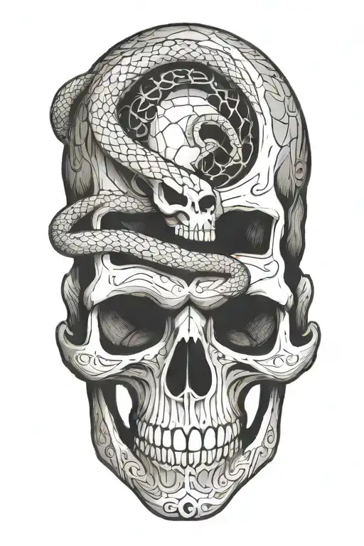 Snake Going Through A Skull