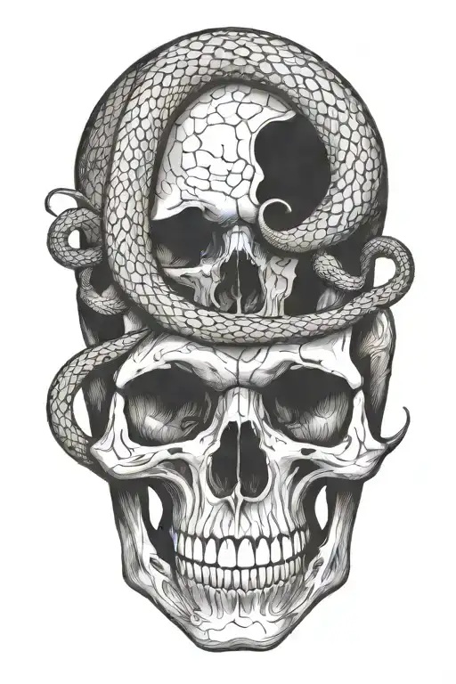 Snake Going Through A Skull