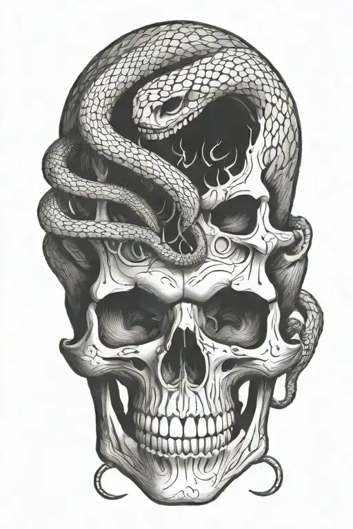 Snake Going Through A Skull