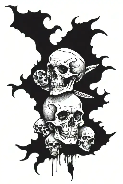 Death Tarot Card Stuck In Human Skull