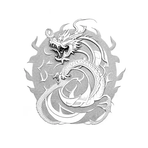 Chinese Dragon With Yng And Yang