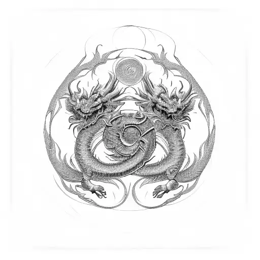 Chinese Dragon With Yin And Yang