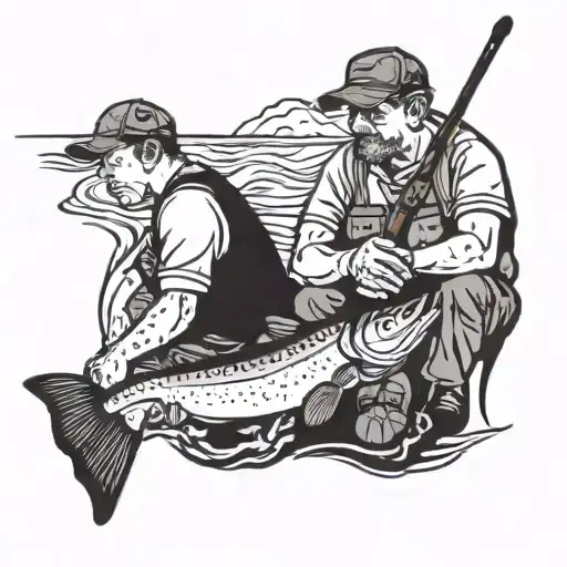 Dad And Son Fishing