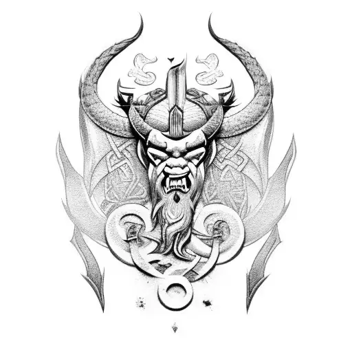 Nordic Viking Dragon Tattoo With Runic Influence