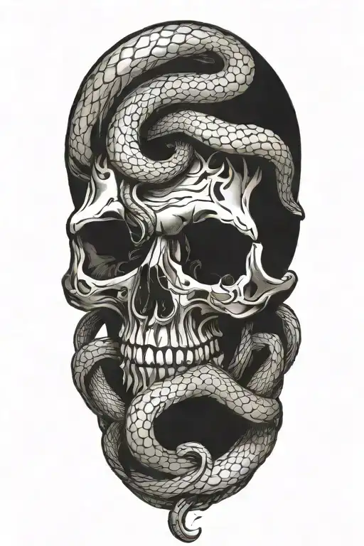 Skull With Snake Intertwined
