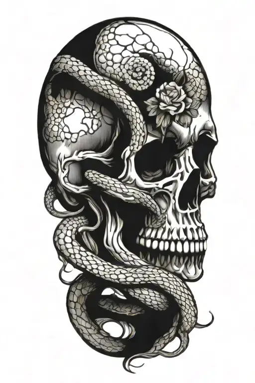 Skull With Snake Intertwined