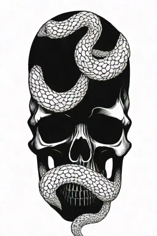 Skull With Snake Intertwined