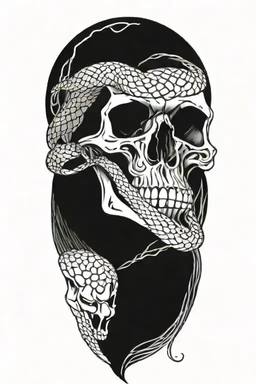 Skull With Snake Intertwined
