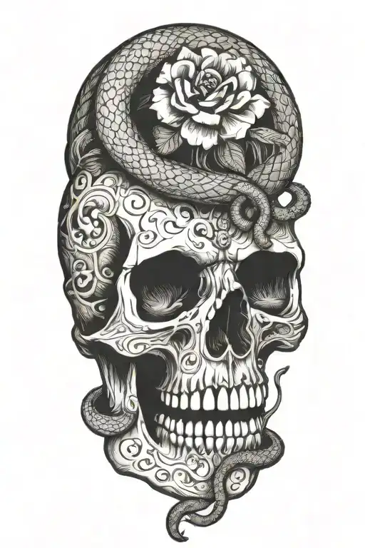 Skull With Snake Intertwined