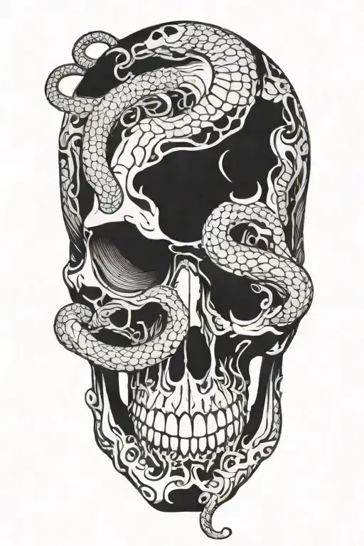 Skull With Snake Intertwined