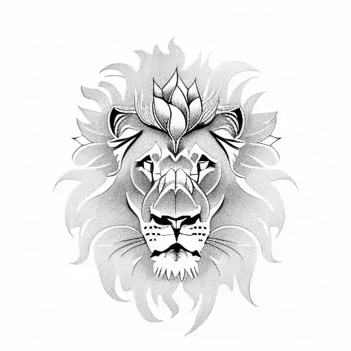 Lion Half Sleeve With Flowers