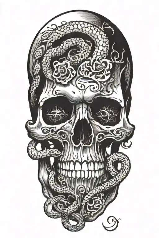 Skull With Snake
