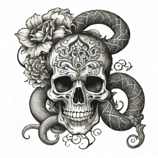 Skull With Snake