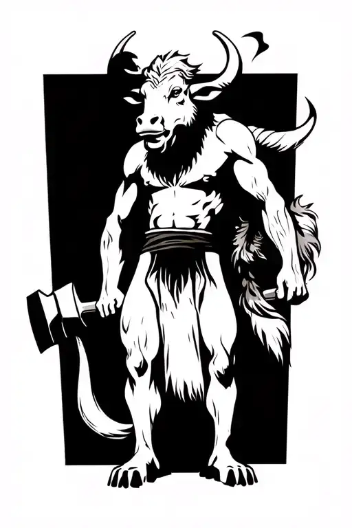 Classic Minataur Standing With Hammer 2D Snorting