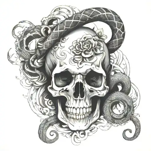Skull With Snake