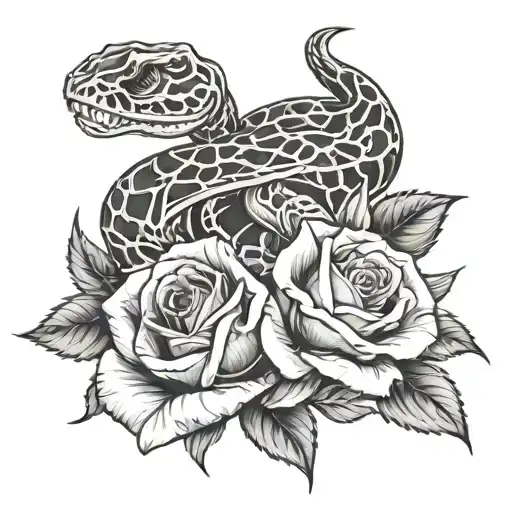 A Viper Skeleton Wrapped Around A Rose