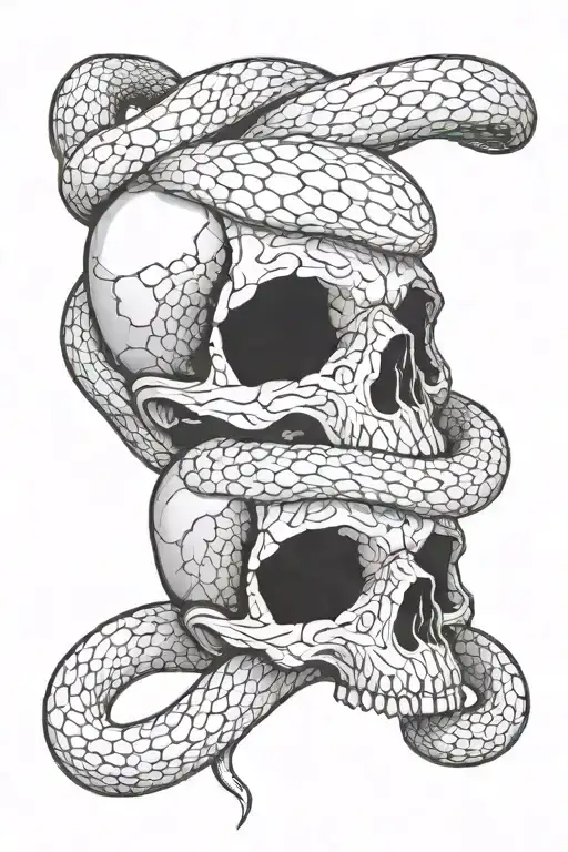 Snake And Skulls Wrapped Together