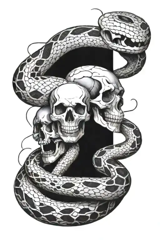 Snake Wrapped Around Skulls