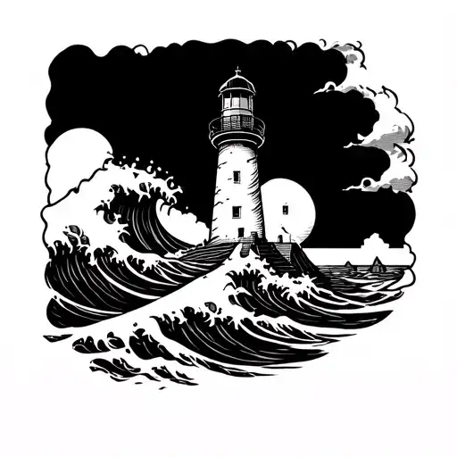 Lighthouse With Crashing Waves