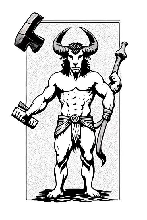 Simple Greek Minotaur Hammer Standing