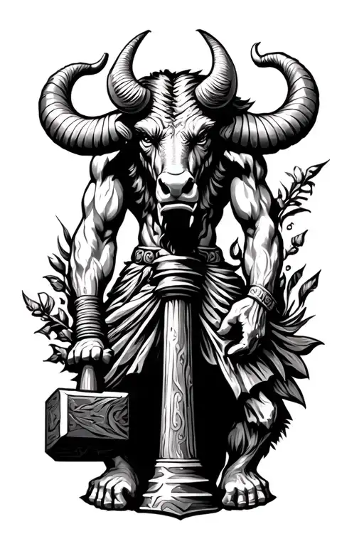 Greek Minotaur Hammer Standing Tall Amidst