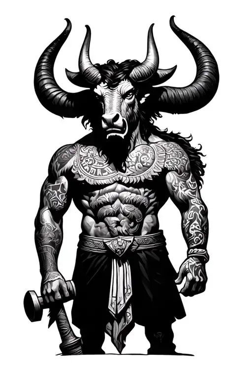 Greek Minotaur Hammer Standing Tall Amidst
