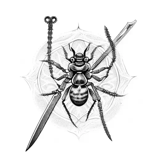 Sword Covered In Spiders