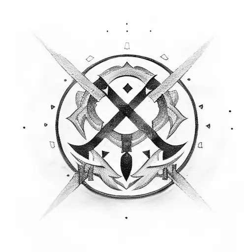 Nordic Runes Art With Gungnir In Te Center