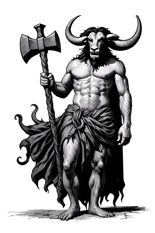 Greek Minotaur Holding Hammer Standing Tall Only 2 Legs