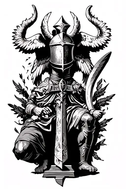 Templar Knight Kneeling Angel
