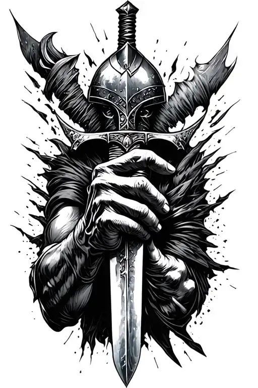 Knights Hand Coming Out Of Skin To Grab Sword