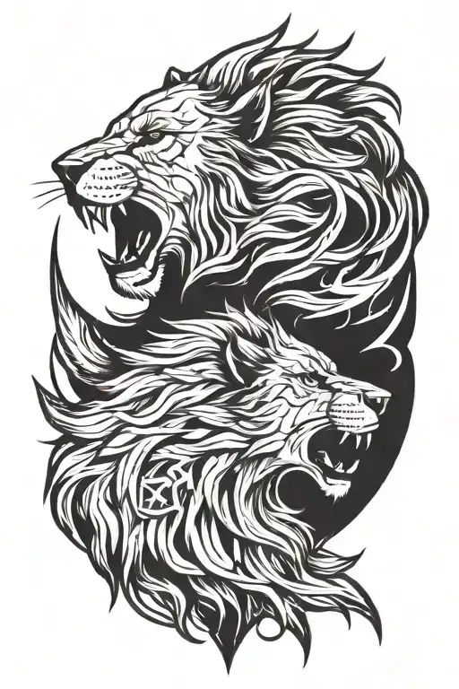 Lion And Wolf Howling