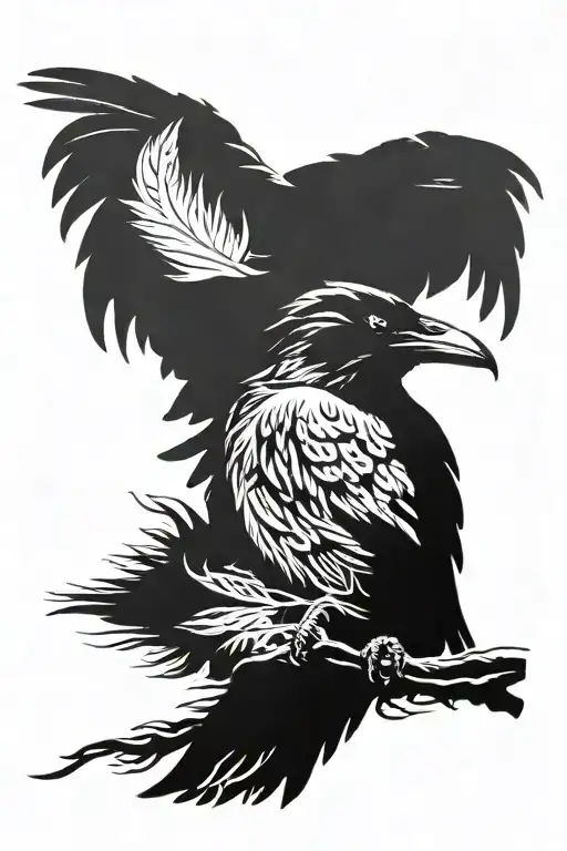 Raven Silhouette Filled