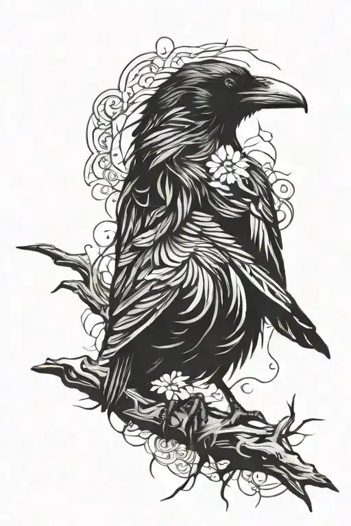 Raven Silhouette Filled